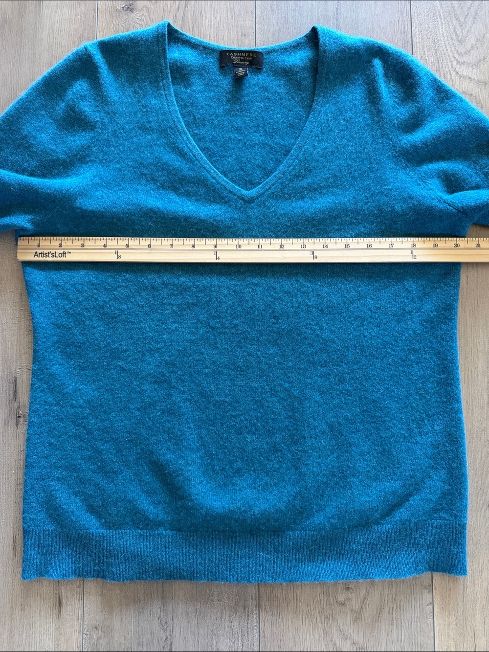 Cashmere Teal V-Neck Women's Sweater Size XL Long Sleeve Soft Knit Pullover - Picture 8 of 10